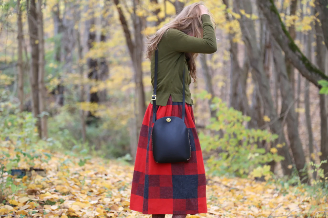 Large Minimalist Crossbody Bag in Cherrywood Red - Image 11