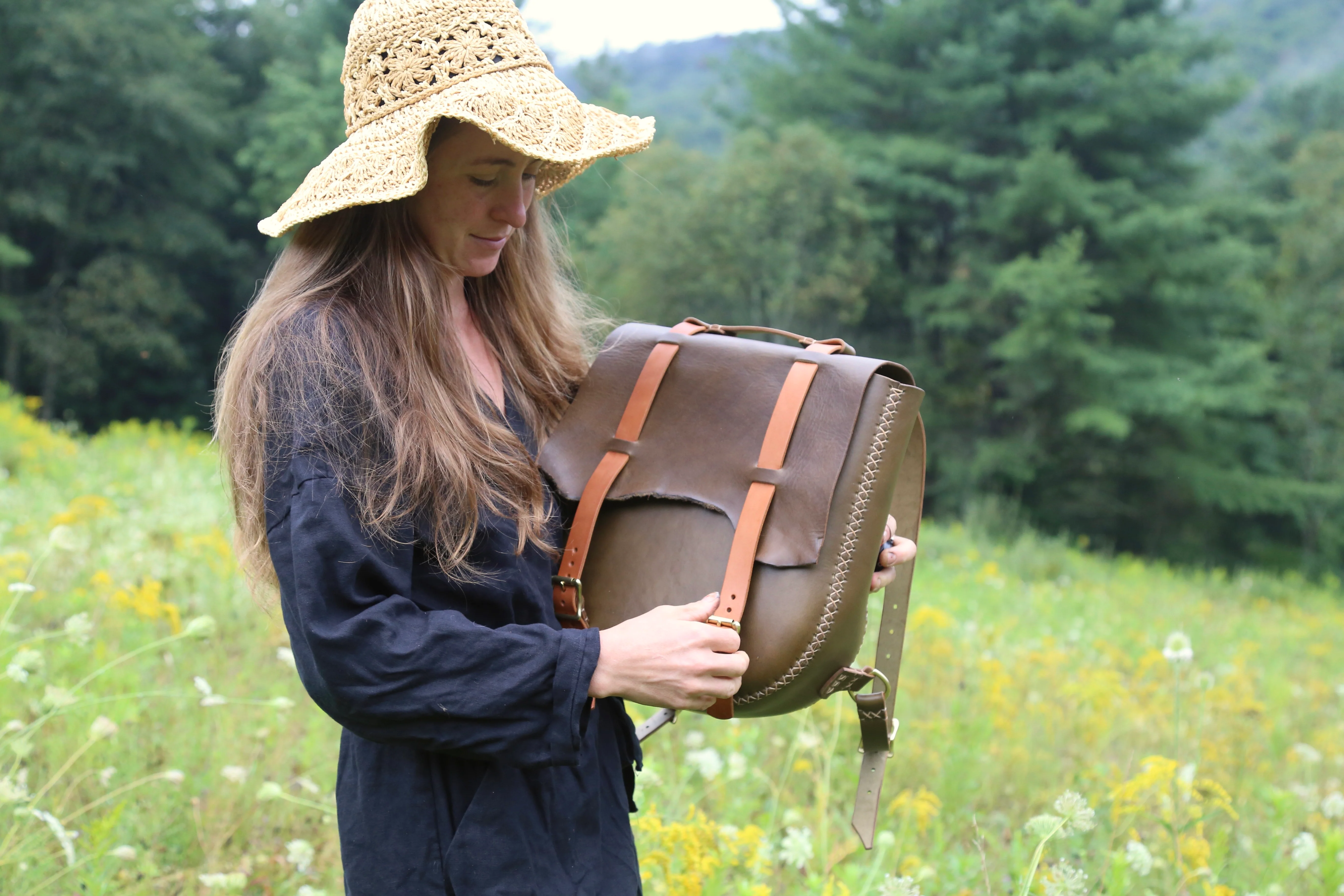 Olive Bridle Leather Backpack - Image 5